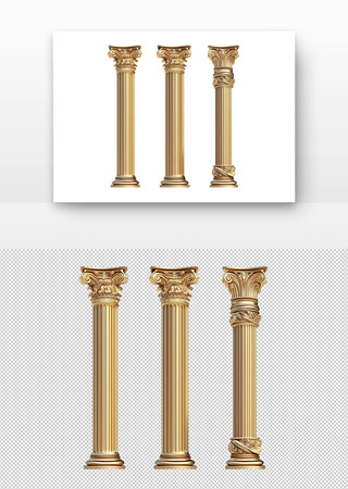 金色古典罗马柱 PNG