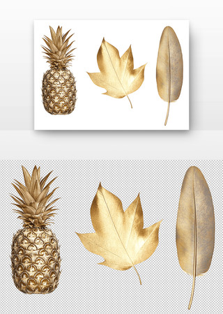 金色叶子菠萝 PNG