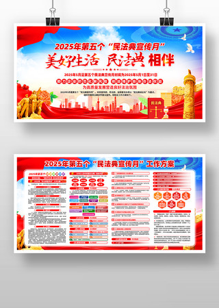 2025年第五个民法典宣传月党建展板