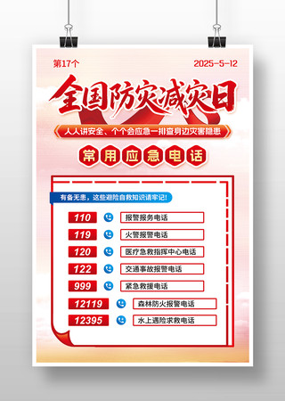 2025年防灾减灾日海报