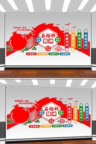 石榴籽精神党建文化墙