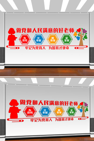 做党和人民满意的好老师校园文化墙 CDR