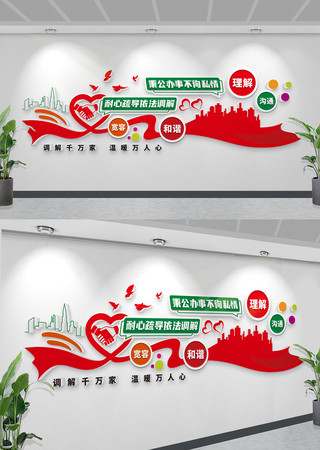 调解室文化墙党建文化墙设计 CDR