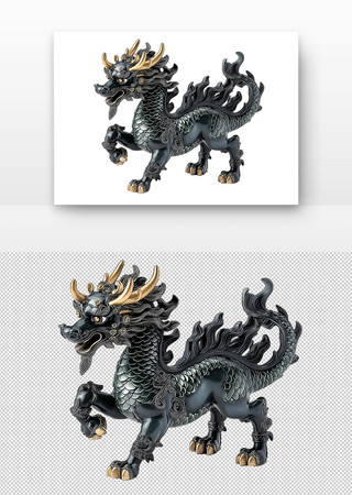 黑色的神兽雕塑 PNG