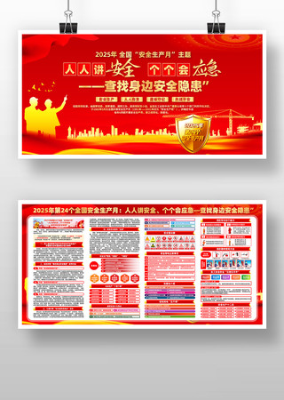 2025年第24个全国安全生产月主题展板 PSD
