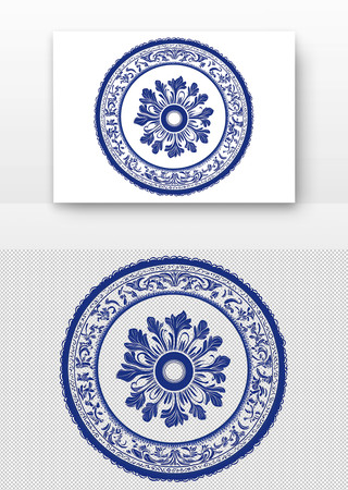 蓝白色花卉图案 PNG
