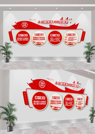 党建四个意识四个自信两个维护文化墙 CDR