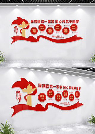 民族团结党建文化墙宣传标语