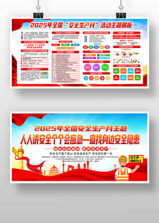 企业公司2025年安全生产月宣传栏 PSD