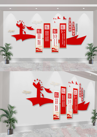  四个意识四个自信两个维护两个确立文化墙 CDR