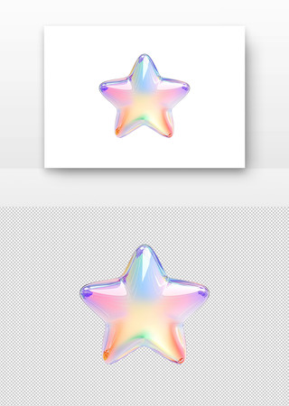 彩虹五角星 PNG