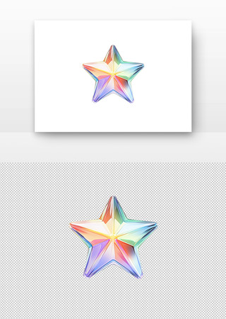 彩色玻璃星星 PNG