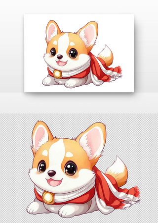 可爱的小狗戴着红色围巾 可爱的小狗戴着红色围巾