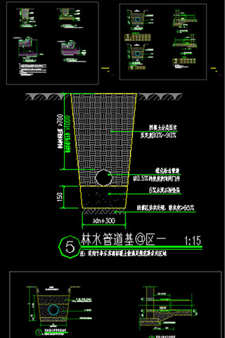 园林排水管敷设详图 CAD