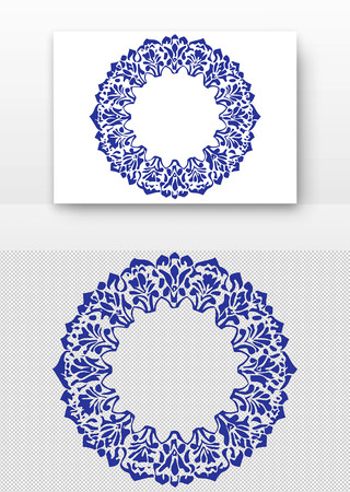 蓝色的花卉图案 PNG