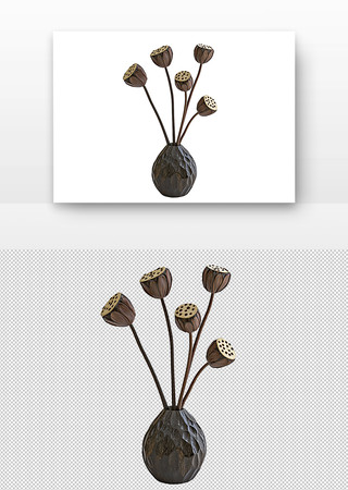 瓶子里的莲花地产装饰 PNG