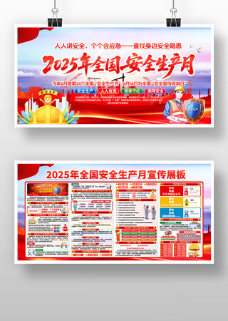 企业2025全国安全生产月主题展板图片