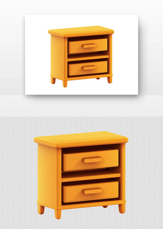 橙黄色的三抽屉床头柜 橙黄色的三抽屉床头柜