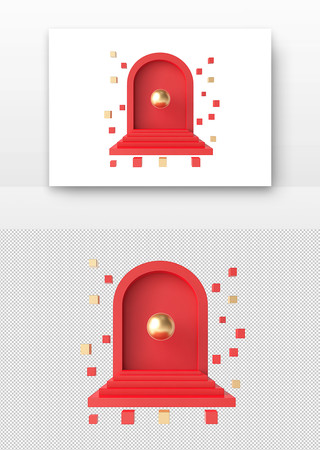 红金拱门电商展台 PNG