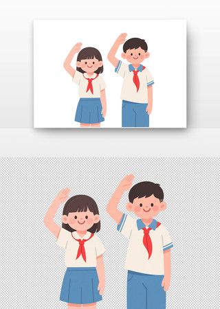 卡通少先队员敬礼人物图片
