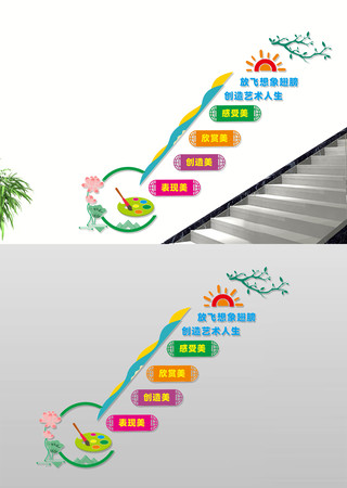 美术室楼梯文化墙 CDR