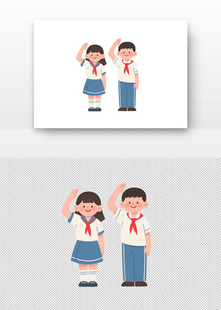 少先队员敬礼手绘插画