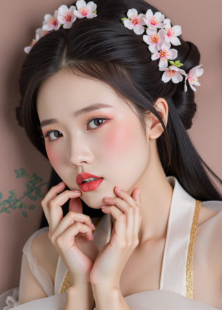 身穿汉服的古典气质美女