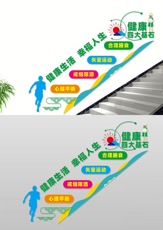 健康四大基石宣传楼梯间文化墙
