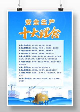 安全生产十大理念海报挂画