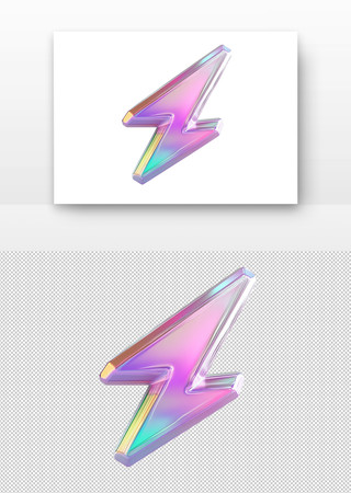 彩虹闪电 PNG