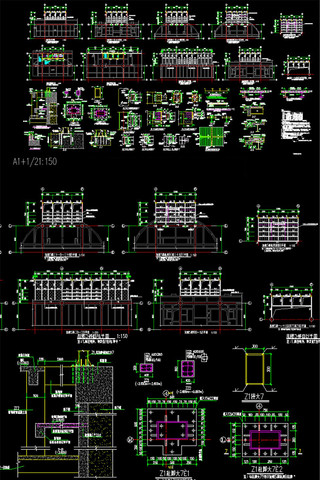 高层加建钢结构电梯结构CAD施工图 CAD