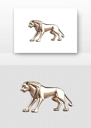 金色狮子雕塑 PNG