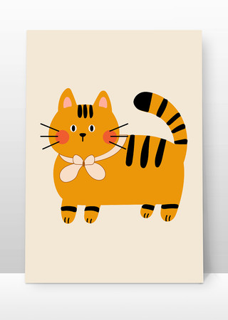 可爱条纹猫咪插画 AI