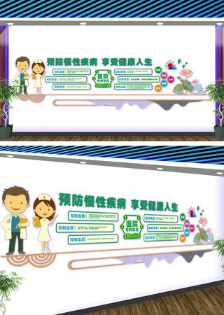 医院慢病防控宣传文化墙 CDR