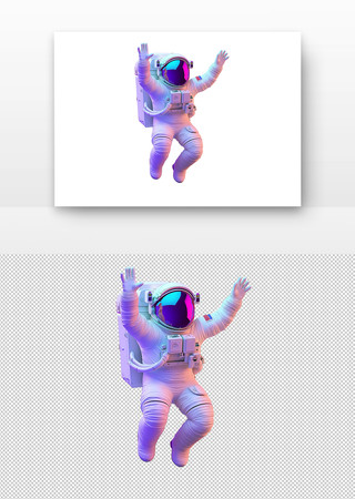 宇航员漂浮太空 PNG