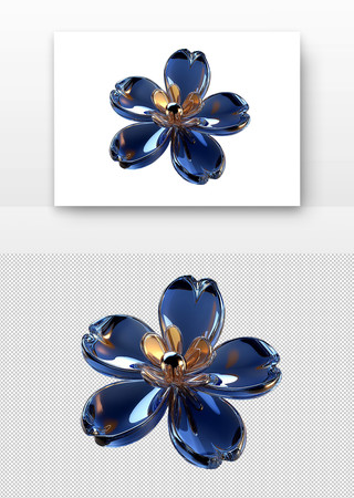 蓝色水晶花 PNG