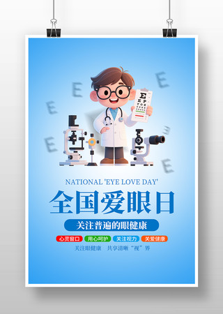 简约全国爱眼日宣传海报
