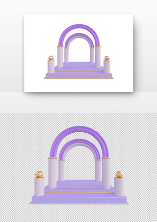 紫色拱门电商产品展台 PNG
