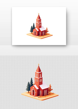 红教堂旁松树和冬景 红教堂旁松树和冬景