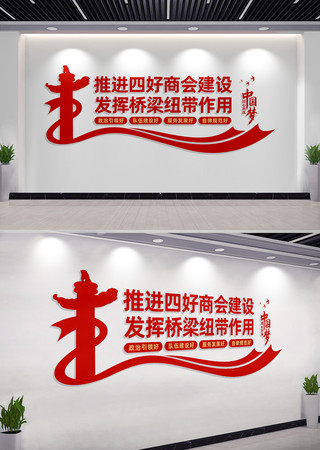 四好商会建设文化墙标语 CDR