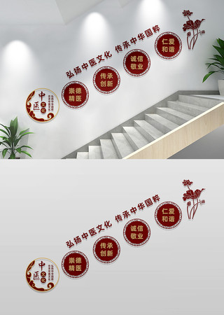 中医楼梯文化墙宣传标语