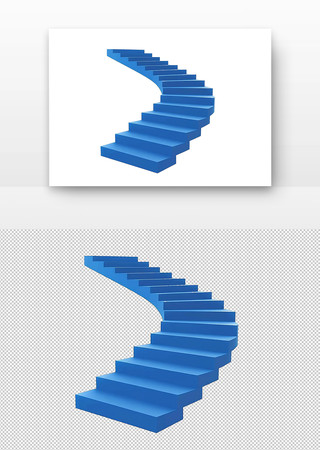 3d立体蓝色的螺旋楼梯