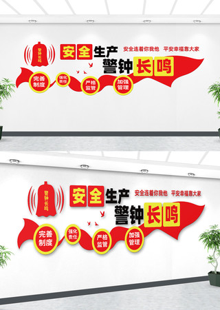 工地安全生产警钟长鸣标语文化墙 AI