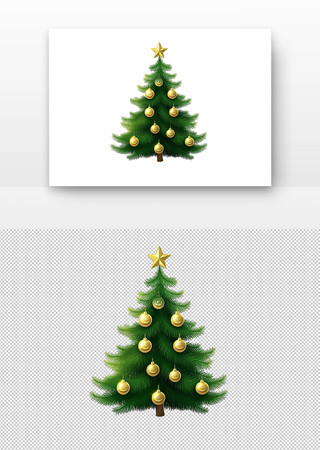 绿色的圣诞树挂满了金色的装饰球 绿色的圣诞树挂满了金色的装饰球