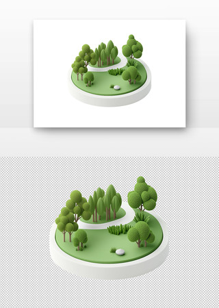 绿色的树木和草地 PNG