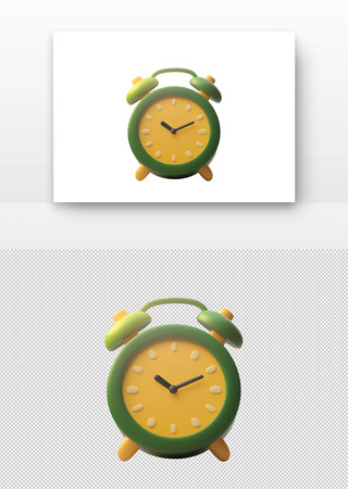 绿色闹钟 PNG