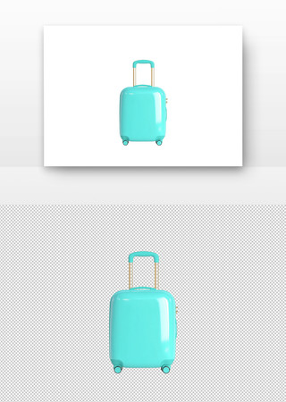 青绿色行李箱 PNG