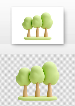 三棵绿色的树 PNG