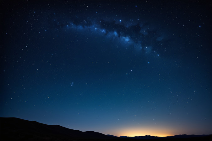 夜空星河山峦剪影 夜空星河山峦剪影