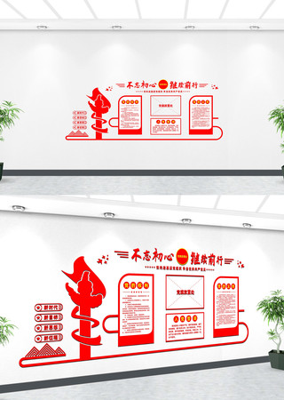 不忘初心继续前行党建文化墙 CDR